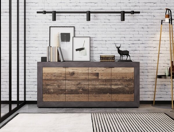Komoda RUNEA 180x86x42 cm tmavě hnědá/antracit