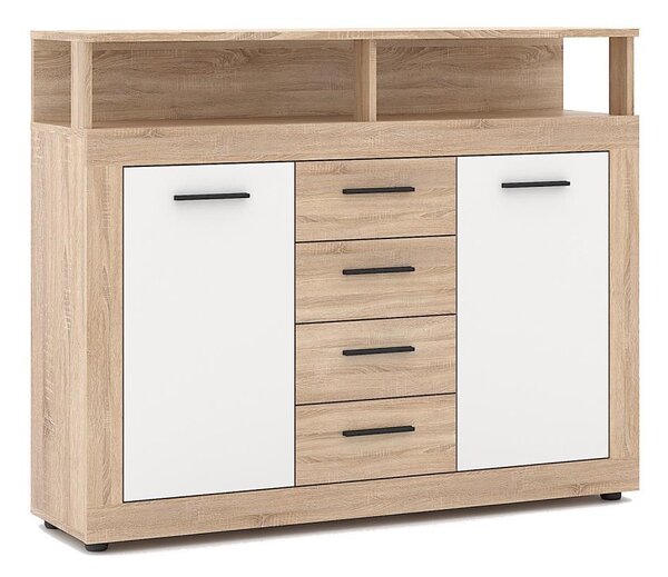 Komoda RUNA 120x97x32 cm dub sonoma/bílá
