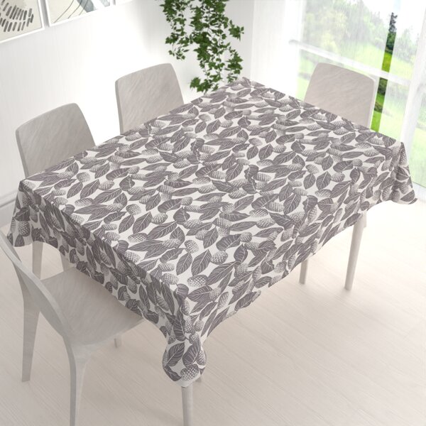 Biante Bavlněný obdélníkový ubrus Sandra SA-511 Šedé ananasy na bílém 50x100 cm