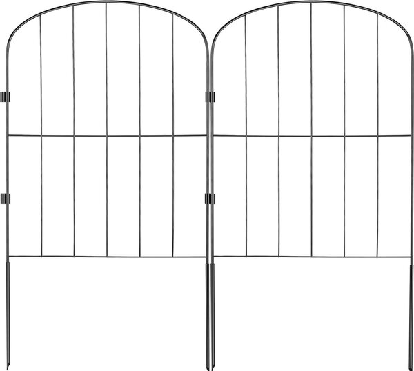 28x ozdobný zahradní plot 61x33cm kovový plot z uhlíkové oceli zásuvný plot 5,08cm rozteč hrotů ohradníky pro psy drátěný plot plot záhon kovové prvky včetně upevňovacího materiálu