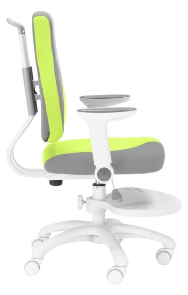 Dětská rostoucí židle Neoseat KINDER WHITE PLUS — látka, šedá / zelená