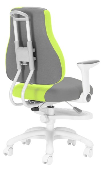 Dětská rostoucí židle Neoseat KINDER WHITE PLUS — látka, šedá / zelená