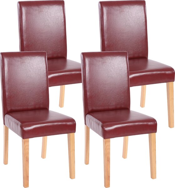 Sada 4 jídelních židlí Kuchyňská židle Littau Imitace kůže, červenohnědá, světlé nohy