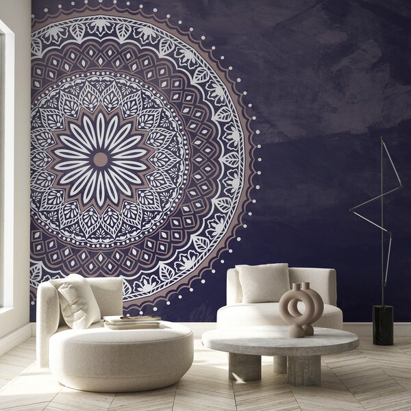 Fototapeta Fialová a bílá mandala, Fototapety s texturou, Populární fototapety, u98495v3 - Tapeko.co.cz