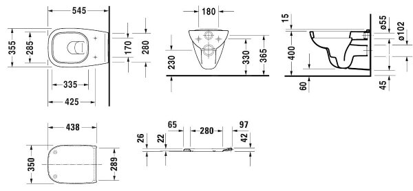 Duravit 45350900A1 - Závěsné WC s prkénkem D-CODE keramika/lesklá bílá