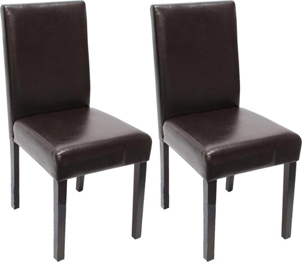 Sada 2 jídelních židlí Kuchyňská židle Littau Imitace kůže, hnědá, tmavé nohy