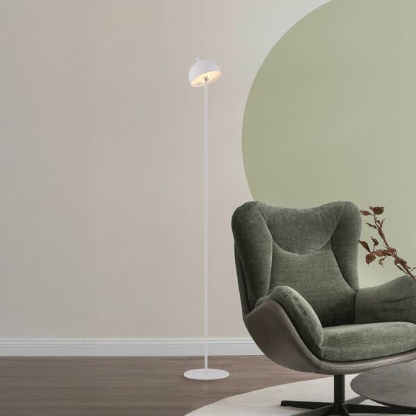 Schöner Wohnen LED stojací lampa na baterii Bellis, bílá, IP54, stmívatelný, Bílá / opál, Obývací pokoj / jídelna, kov, Skandinávský