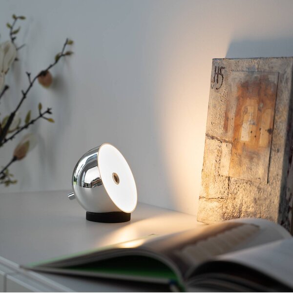 Schöner Wohnen LED stolní lampa na baterie Bellies, chrom, IP54, stmívatelný, Chrom / stříbro, Obývací pokoj / jídelna, kov, Skandinávský