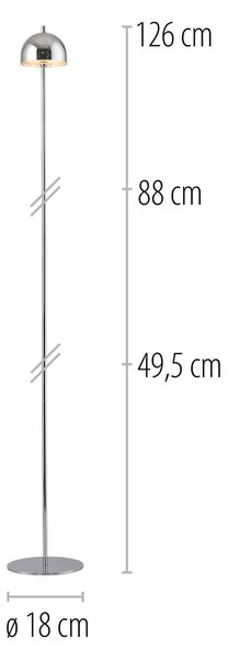 Schöner Wohnen LED stojací lampa na akumulátor Bellis, chrom, IP54, 3 000 K, stmívatelný, Chrom / stříbro, Obývací pokoj / jídelna, kov, Skandinávský
