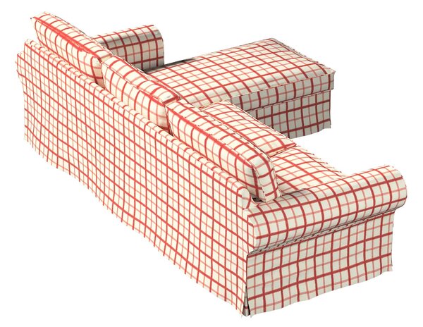 Potah na pohovku IKEA Ektorp 2-místná s lenoškou barva červená látka vzorované