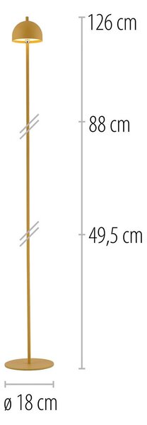 Schöner Wohnen LED stojací lampa na baterii Bellis, Květinové kouzlo IP54, stmívatelný, Žlutá / oranžová, Obývací pokoj / jídelna, kov, Skandinávský
