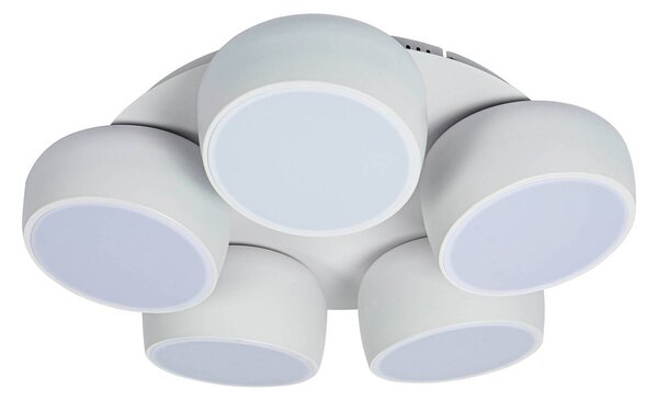 Näve LED stropní svítidlo Eliora, 5ramenné, bílé, dálkové ovládání, stmívatelný, Bílá / opál, Obývací pokoj / jídelna, kov, Moderní