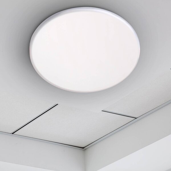 Näve LED podhledové svítidlo Suma, Ø 21,5 cm, bílá, stmívatelné, IP44, stmívatelný, Bílá / opál, Koupelna, Plast, Zapuštěné kulaté