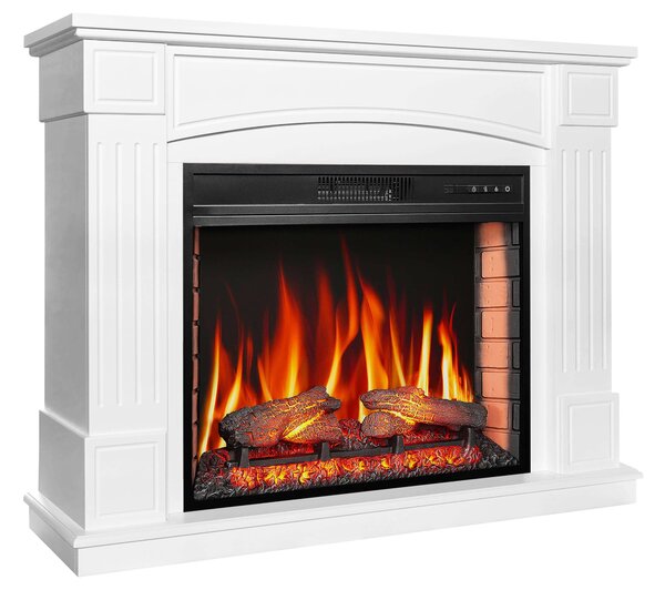 ArtiFlame Elektrický krb s ohřevem BOSTON AF28S LED 12 stupňů ohřevu, časovač efekt reálného plamene 3 stupně jasu dálkové ovládání bílý