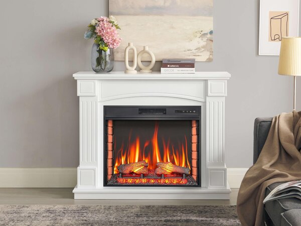 ArtiFlame Elektrický krb s ohřevem BOSTON AF28S LED 12 stupňů ohřevu, časovač efekt reálného plamene 3 stupně jasu dálkové ovládání bílý