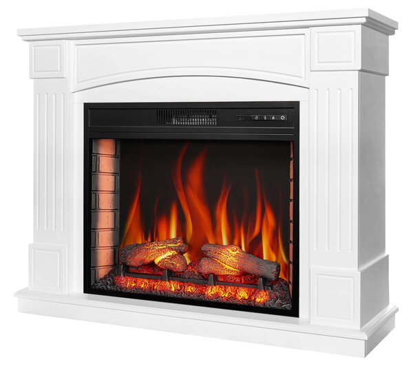 ArtiFlame Elektrický krb s ohřevem BOSTON AF28S LED 12 stupňů ohřevu, časovač efekt reálného plamene 3 stupně jasu dálkové ovládání bílý
