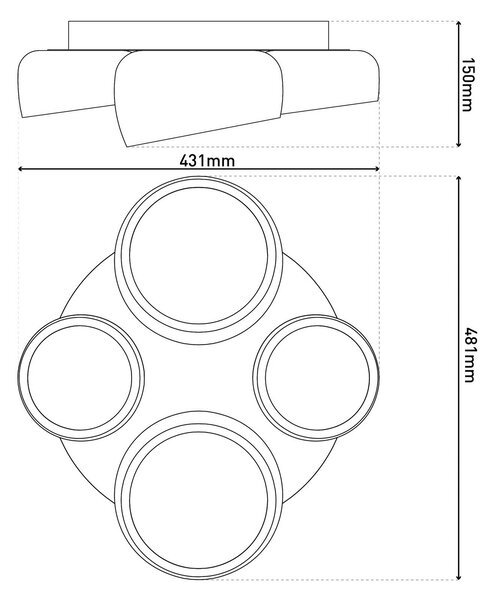 Näve LED stropní svítidlo Eliora, 4-fázové, bílé, dálkové ovládání, stmívatelný, Bílá / opál, Obývací pokoj / jídelna, kov, Moderní
