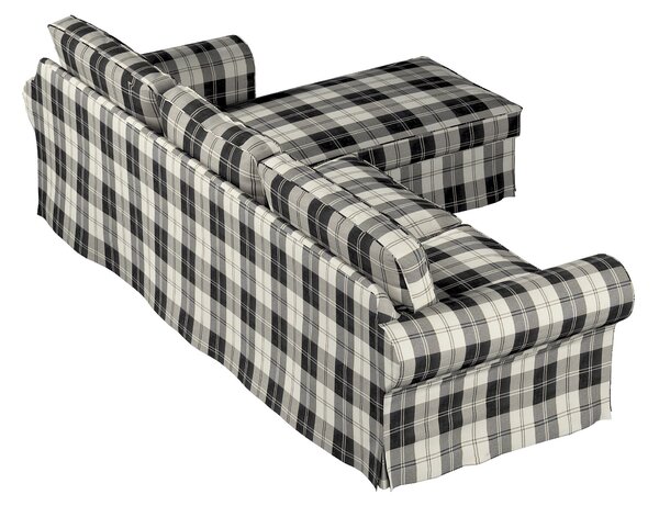 Potah na pohovku IKEA Ektorp 2-místná s lenoškou barva černá látka pletený vzor, vzorované