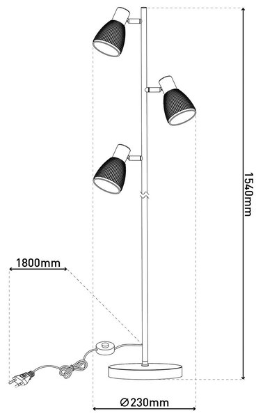 Näve Stojací lampa Lindita, 3 žárovky, sklo, železo, kouřově šedá, E14, Hliník / šedá / zinek, Obývací pokoj / jídelna, Sklo
