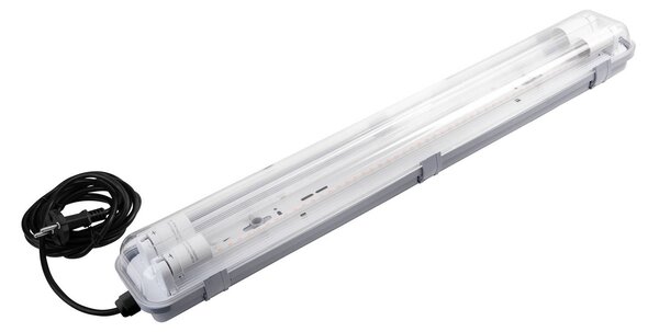 MEGAMAN rostlinná lampa Rocca, šířka 10 cm, 2 x T8, IP65, Bílá / opál, Plast