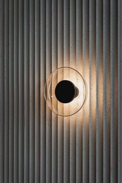 MARSET LED nástěnné světlo Aura, Ø 18 cm, kouřově šedé/transparentní, Hliník / šedá / zinek, Obývací pokoj / jídelna, Sklo, Design