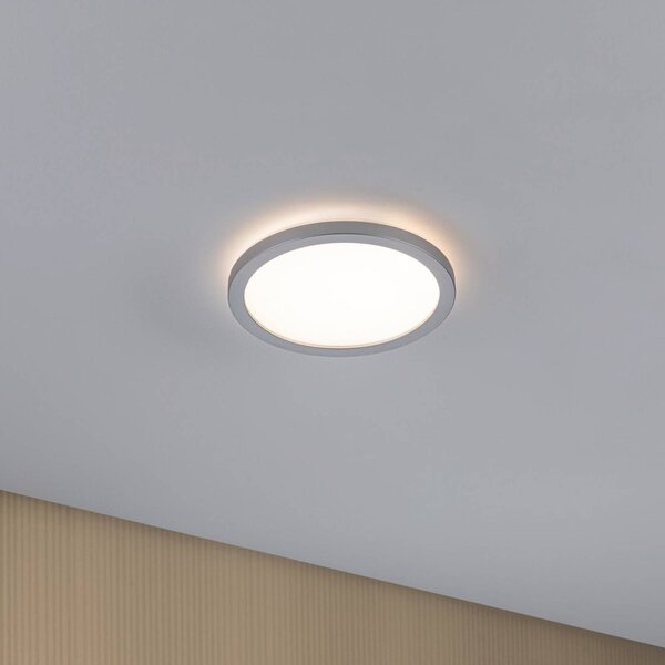 Paulmann LED panel Atria Shine, chrom, Ø 19 cm, 3000 K, zap/vyp, IP20, Hliník / šedá / zinek, Obývací pokoj / jídelna, Plast, Moderní