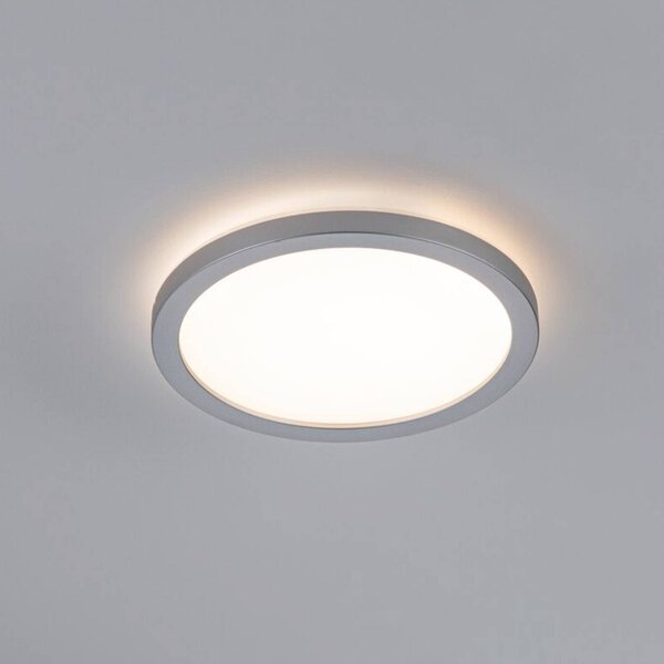 Paulmann LED panel Atria Shine, chrom, Ø 19 cm, 3000 K, zap/vyp, IP20, Hliník / šedá / zinek, Obývací pokoj / jídelna, Plast, Moderní