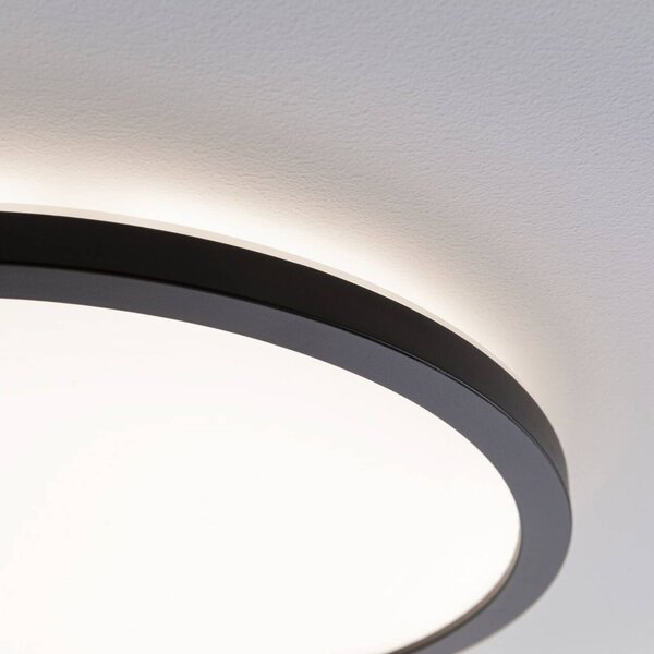 Paulmann Atria Shine Panel on/off černý 830 Ø19cm, Černá, Obývací pokoj / jídelna, Plast, Moderní