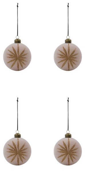 Skleněné vánoční ozdoby Rose – set 4 ks