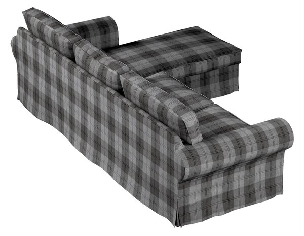 Potah na pohovku IKEA Ektorp 2-místná s lenoškou barva šedá látka pletený vzor, vzorované