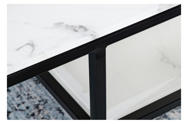 Massive home | Konferenční stolek ELEGANCE BLACK 90 CM bílý mramorový vzhled