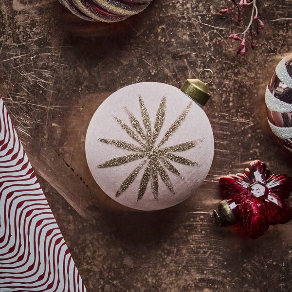 Skleněné vánoční ozdoby Rose – set 4 ks