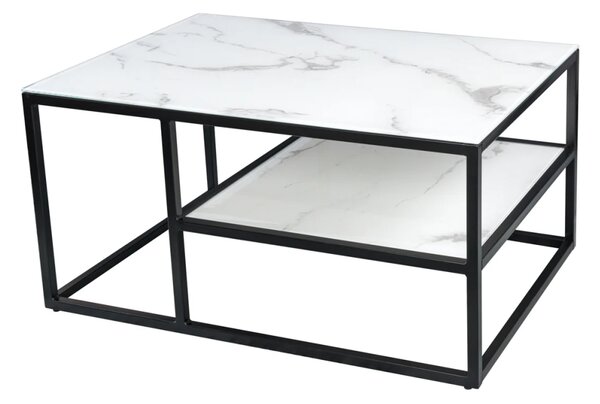 Massive home | Konferenční stolek ELEGANCE BLACK 90 CM bílý mramorový vzhled