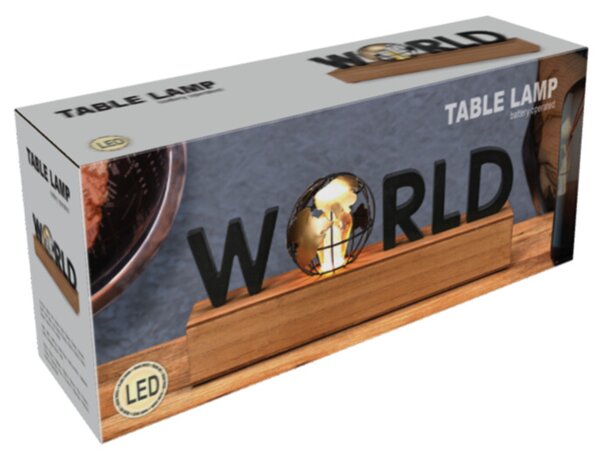Stolní LED lampa WORLD černá/hnědá