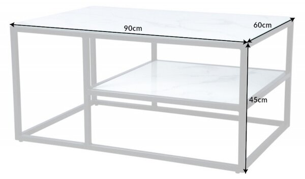 Massive home | Konferenční stolek ELEGANCE BLACK 90 CM bílý mramorový vzhled
