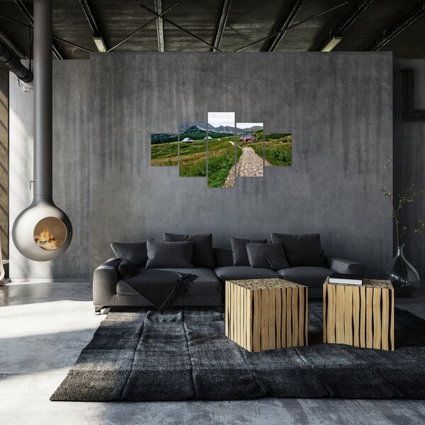 Obraz - Horská krajina s domečky (125x70 cm)