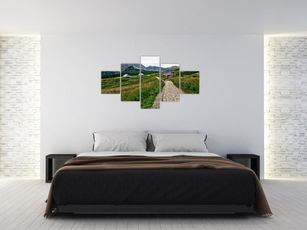 Obraz - Horská krajina s domečky (125x70 cm)