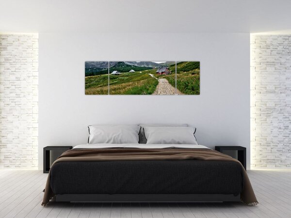 Obraz - Horská krajina s domečky (170x50 cm)