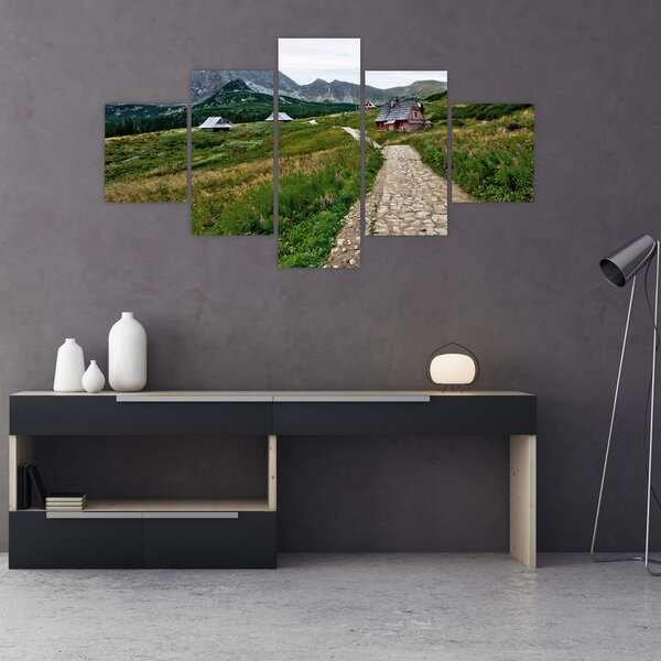 Obraz - Horská krajina s domečky (125x70 cm)