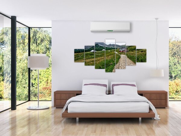 Obraz - Horská krajina s domečky (210x100 cm)