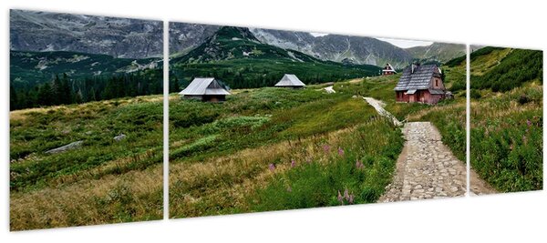 Obraz - Horská krajina s domečky (170x50 cm)