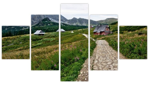 Obraz - Horská krajina s domečky (125x70 cm)