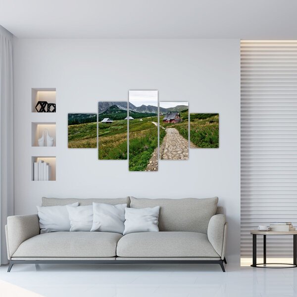 Obraz - Horská krajina s domečky (125x70 cm)
