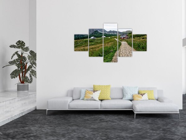 Obraz - Horská krajina s domečky (125x70 cm)