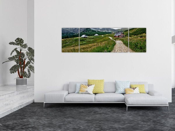 Obraz - Horská krajina s domečky (170x50 cm)