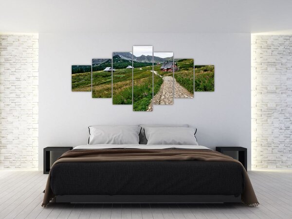 Obraz - Horská krajina s domečky (210x100 cm)