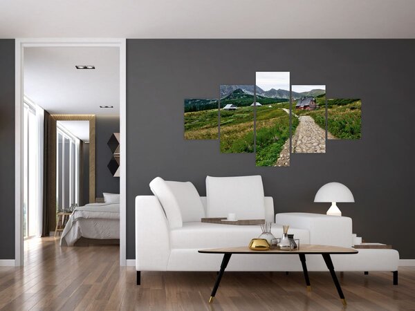 Obraz - Horská krajina s domečky (125x70 cm)