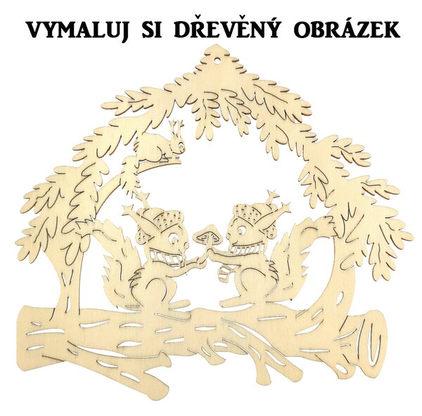 AMADEA Dřevěný obrázek k vymalování veverky 20 cm