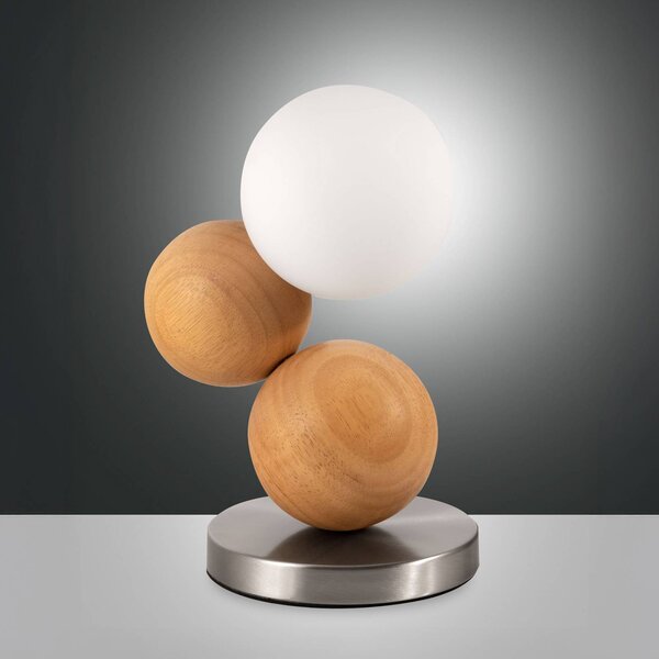Fabas Luce Stolní lampa Micky, dřevo světlé/nikl, dřevo, stmívatelné, G9, stmívatelný, Světlé dřevo, Obývací pokoj / jídelna, Dřevo, Moderní