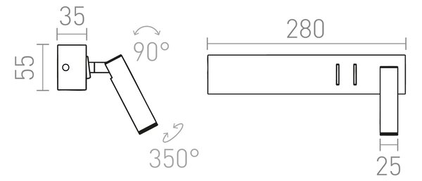 RED - DESIGN RENDL RENDL ODEON LED bodové světlo, k posteli černá R14524